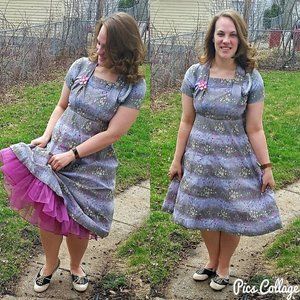 Vintage 1950s Purple Floral Dress